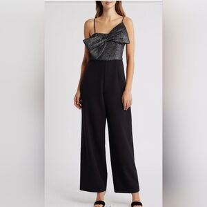 Anne Klein NEW Women's Asymmetric Wide Leg Jumpsuit Black Size 2